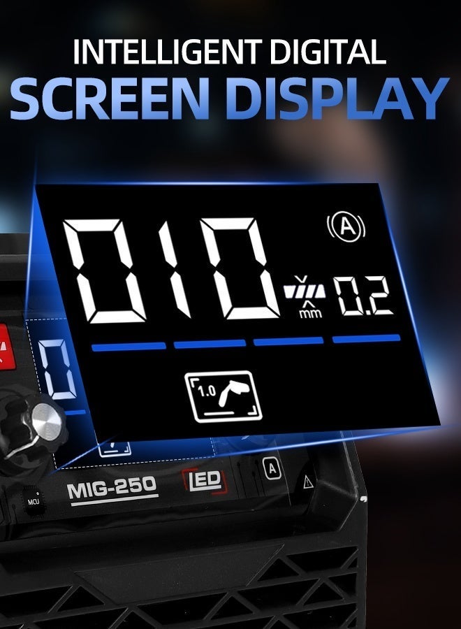 ALongDeng Welder 250A MIG-250 MINI 3-in-1 Gasless MIG/MMA/LIFT TIG IGBT Inverter Welding Machine with LED Display Overcurrent & Overheat Protection Compatible with 0.8 - 1.0mm Flux-Cored Wire Ideal Welding Tool with Plasma Cutter - Like Performance - Image 3